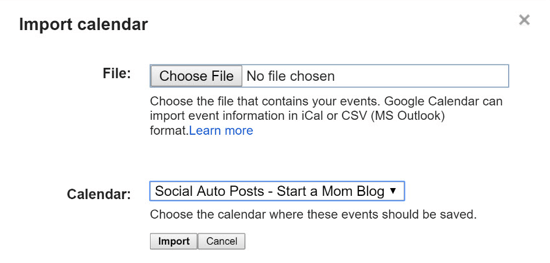 importați fișier CSV în Google Calendar
