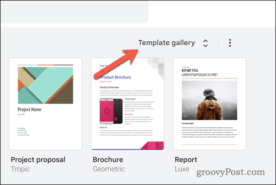 Deschideți galeria de șabloane în Google Docs