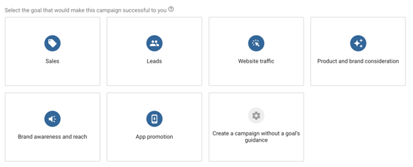 Cum să configurați o campanie publicitară YouTube, pasul 4, alegeți un obiectiv publicitar YouTube, opțiunile obiectivului campaniei