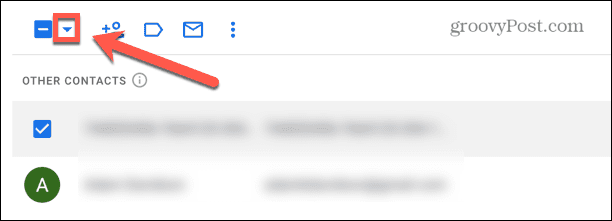 săgeată casetă de selectare gmail