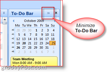 Outlook 2007 To-Do Bar - Minimize