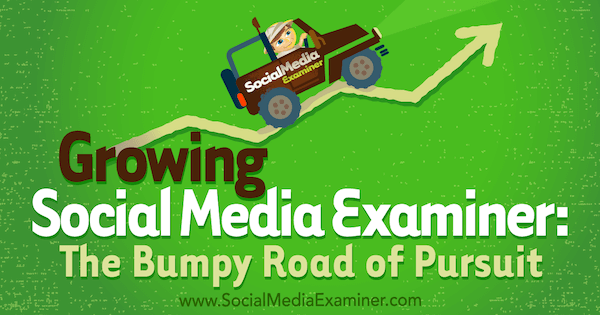 Examinator în creștere a rețelelor sociale: The Bumpy Road of Pursuit, oferind informații de la Michael Stelner cu un interviu de Mark Mason pe Social Media Marketing Podcast.