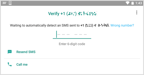 Introduceți codul de verificare pe care l-ați primit în WhatsApp Business.