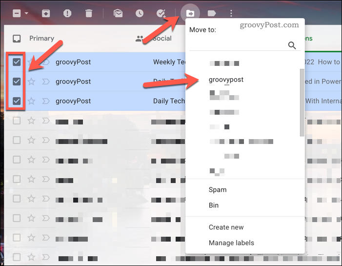 Mutarea postărilor din Gmail