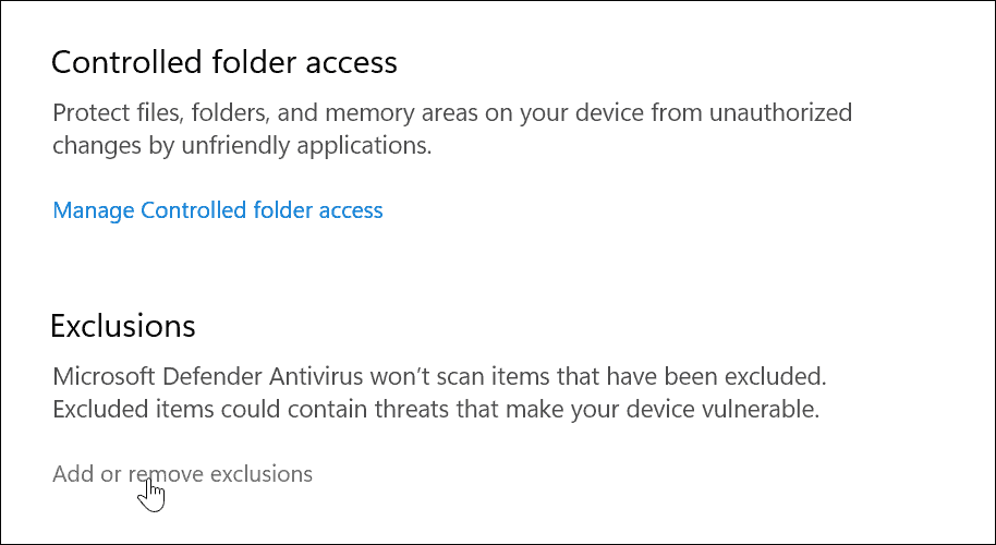 excluderile folosesc securitatea Windows pe Windows 11 pentru o protecție optimă