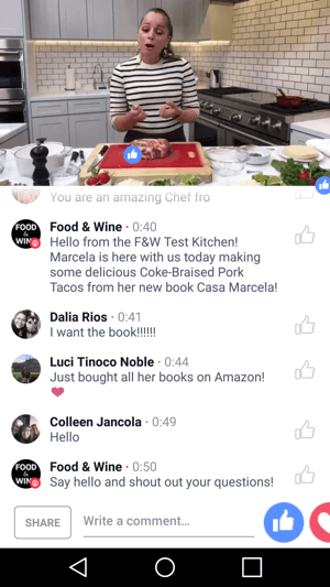 Food & Wine o prezintă pe bucătarul Marcela Valladolid într-o emisiune Facebook Live de co-marketing care aduce beneficii ambelor părți.
