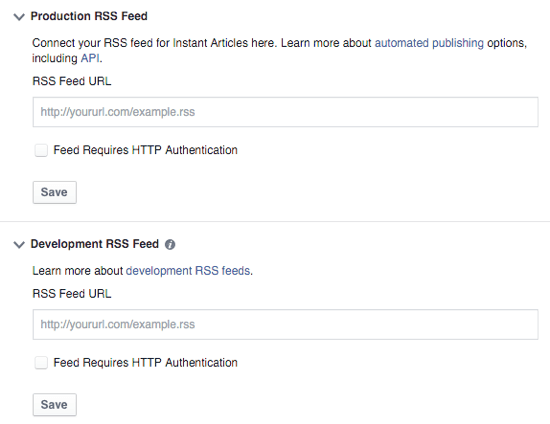 facebook articole instant RSS feed
