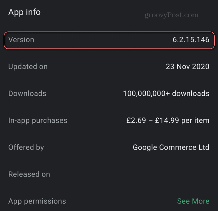 Versiunea aplicației Android numărul magazinului de redare