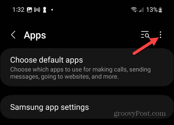 butonul de meniu aplicații Android