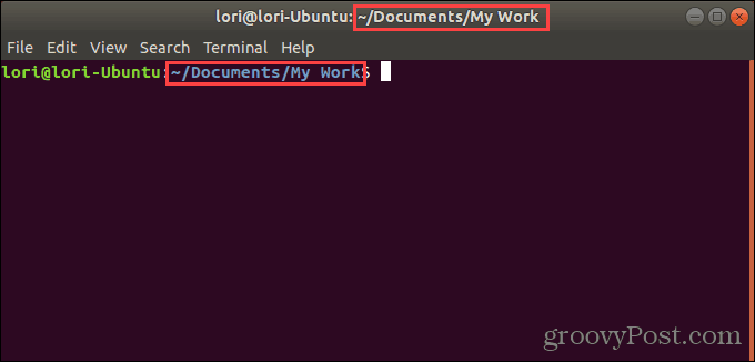 Fereastra terminalului deschisă unui folder specific în Ubuntu Linux