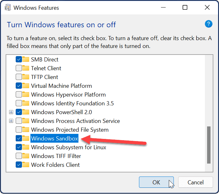 activați Windows Sandbox Windows 11