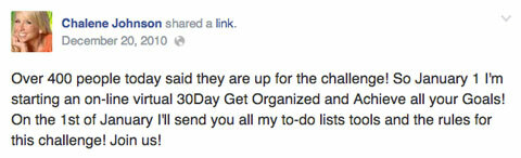 chalene johnson 30 zile provocare postare pe facebook