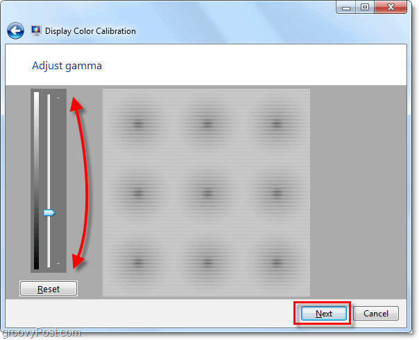 folosiți barele de defilare pentru a vă deplasa gama în sus și în jos pentru a se potrivi cu imaginea din pagina Windows 7 anterioară