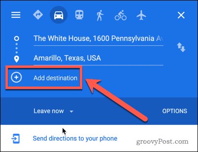 Butonul Hărți Google Adăugați destinație