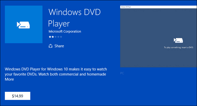 Aplicația Windows DVD Player