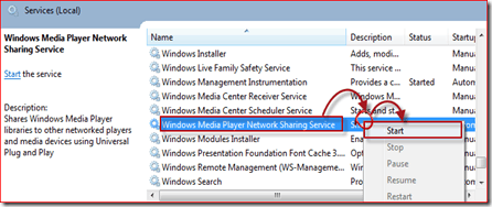 porniți Windows Media Player 12 service