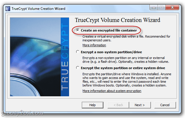 creați un volum în truecrypt