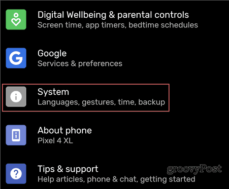 Setări Android Backup