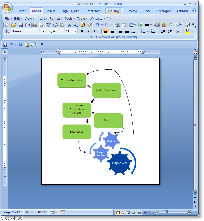 Exemplu de diagramă de fluxuri Microsoft Word 2007