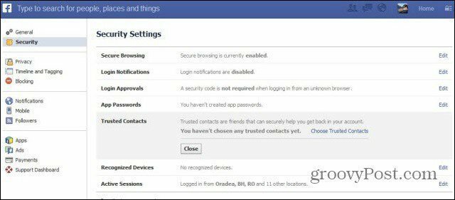 Cum să utilizați Contacte de încredere pe Facebook