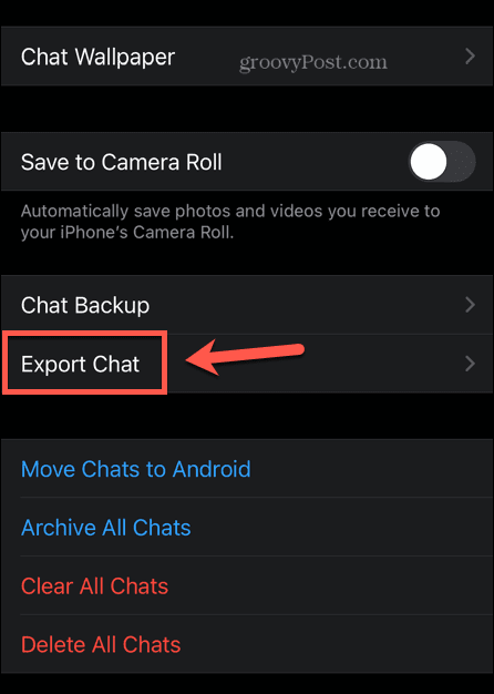 chat de export whatsapp