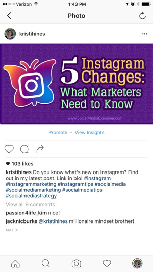 Instagram promovează postarea