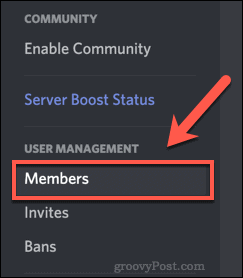 Opțiunea Discord Server Members List