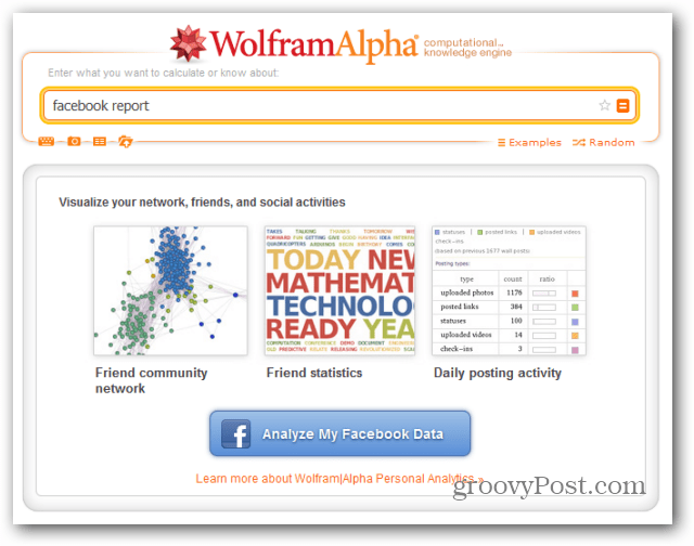 wolfram alpha facebook report analize