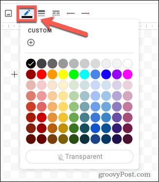 Alegerea unei culori de linie în Google Docs