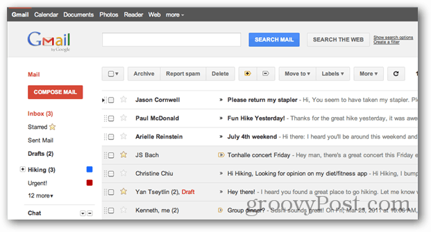 Proiectare a interfaței de utilizare Gmail