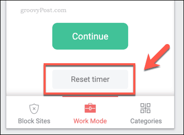 Resetarea unui cronometru de lucru BlockSite