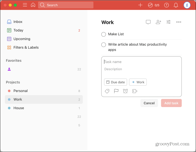 aplicația todoist mac