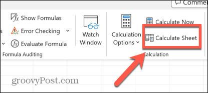 butonul Excel calculează foaia