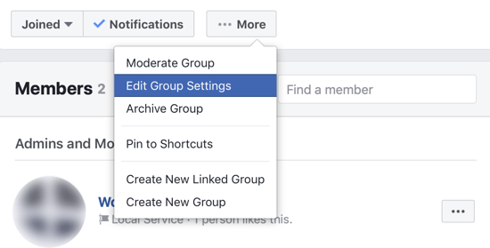 Cum să vă îmbunătățiți comunitatea de grup Facebook, opțiunea de meniu pentru a edita setările grupului Facebook