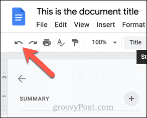 butonul Anulați în Google Docs