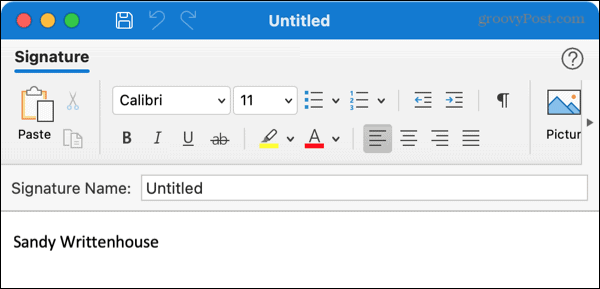 Creați o nouă semnătură în Outlook pe Mac