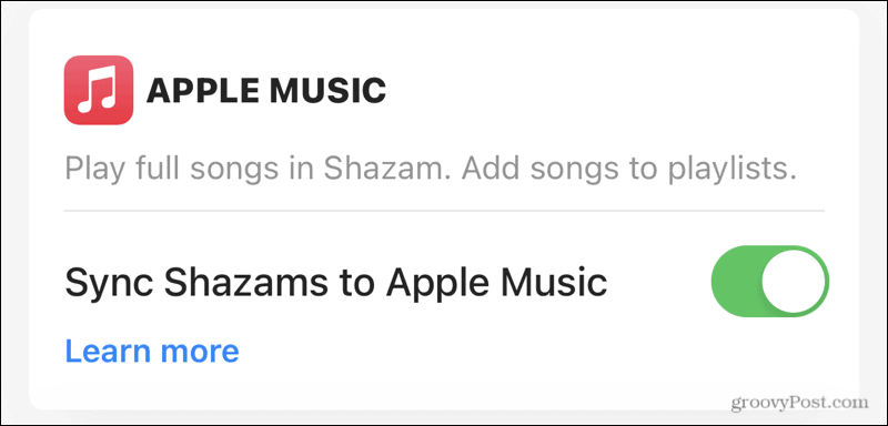 Sincronizați Apple Music cu Shazam