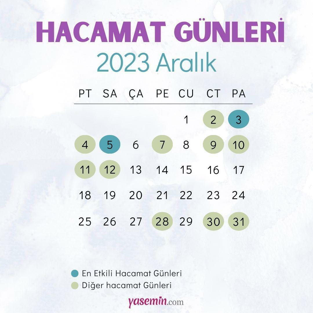 Calendarul Zilelor Hacamat decembrie 2023