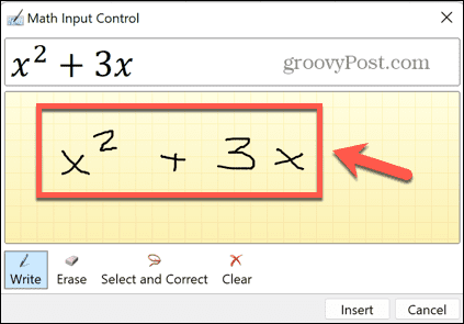 Excel scris ecuație