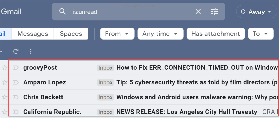 Găsiți e-mailuri necitite în Gmail