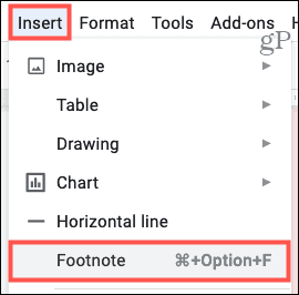 Introduceți o notă de subsol în Google Docs