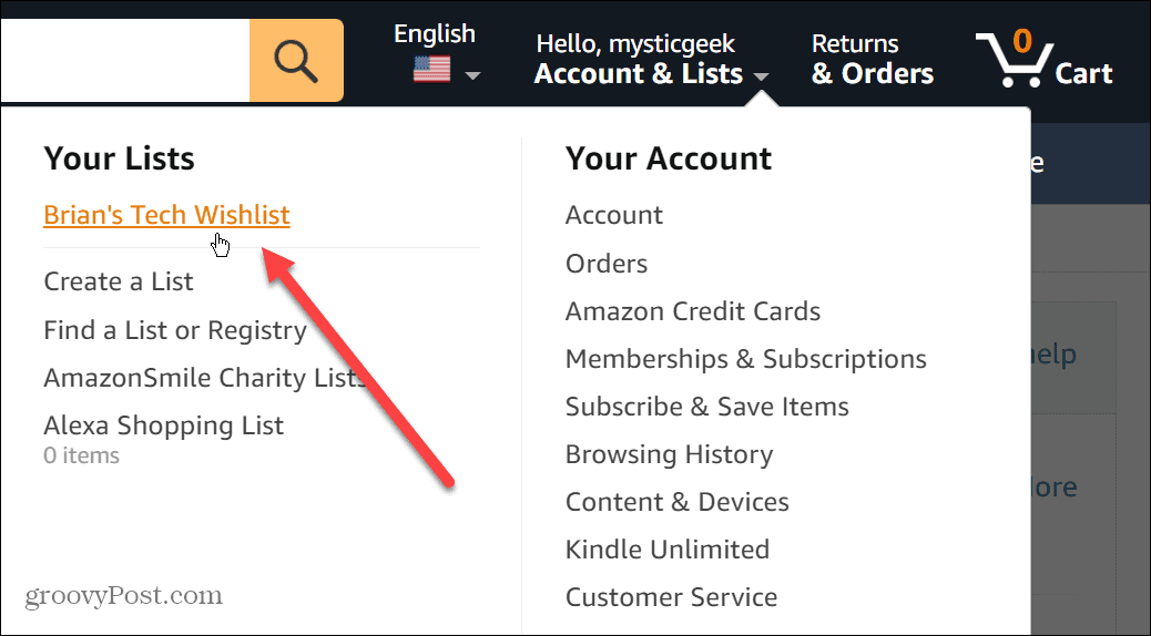 Distribuiți o listă de dorințe Amazon