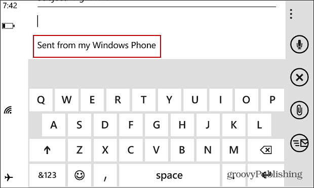 Semnătură de e-mail Windows Phone