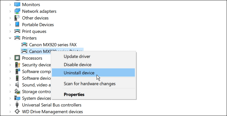 Unitatea de dezinstalare a imprimantei nu este disponibilă pe Windows 11