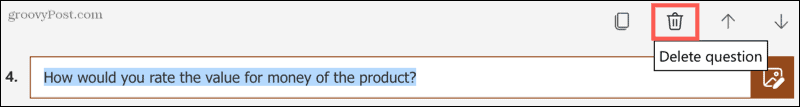 Ștergeți o întrebare în Microsoft Forms