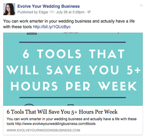 evoluează-ți postarea pe Facebook a afacerii nunții