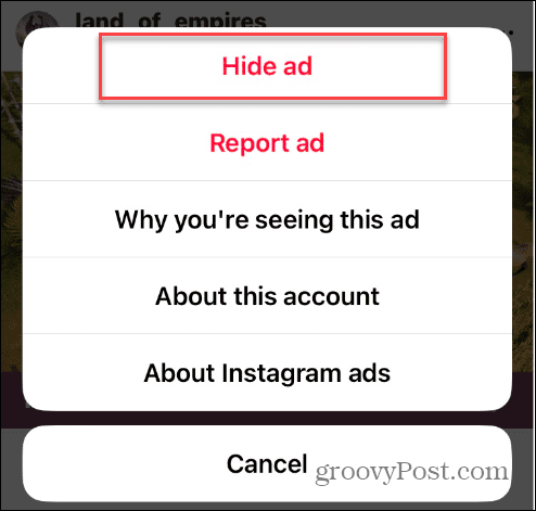 Dezactivați anunțurile direcționate pe Instagram