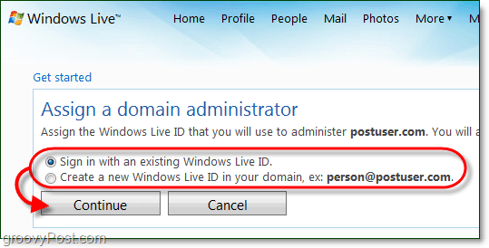 creați un cont de administrator live al domeniului Windows sau utilizați un cont curent curent