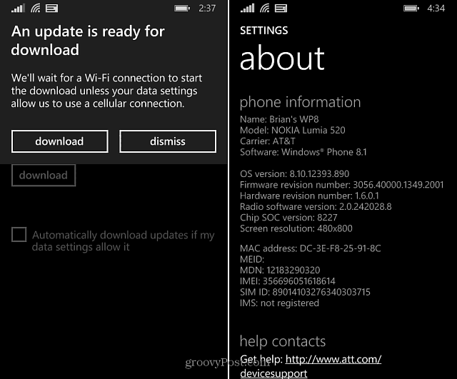 Previzualizarea Windows Phone 8.1 Obține o altă actualizare