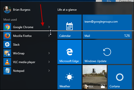 Redimensionați meniul Start Windows 10